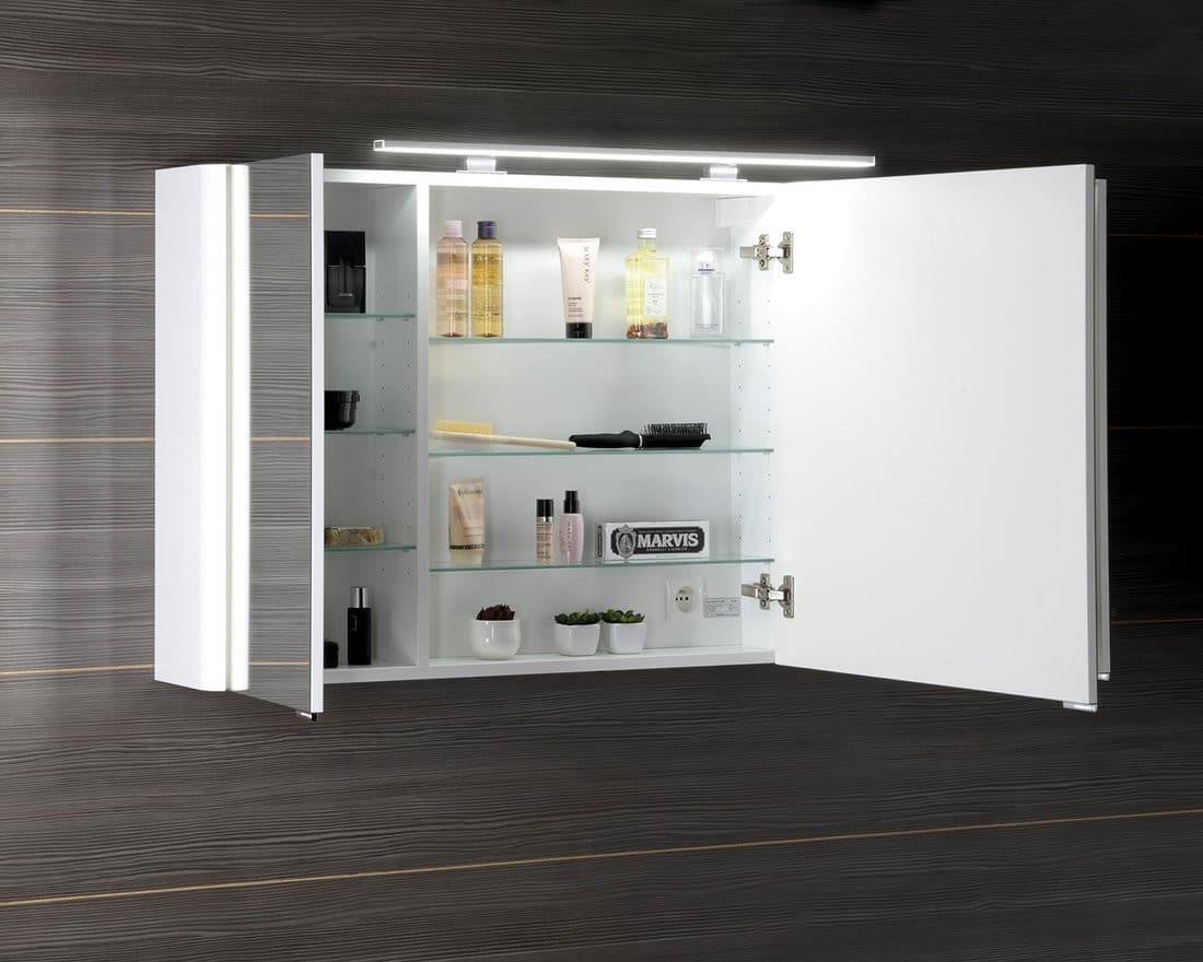 LUCIE szafka z lustrem LED, 126x70x17 cm, biała