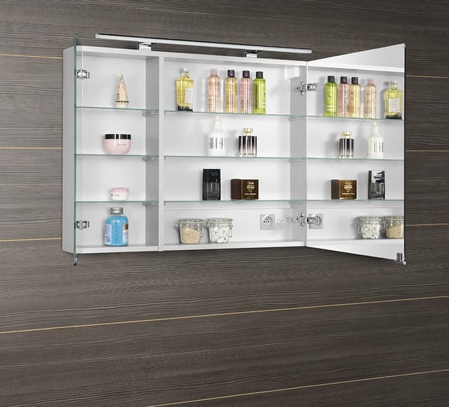 MIRRÓ szafka z lustrem LED, 90x70x16 cm, biała