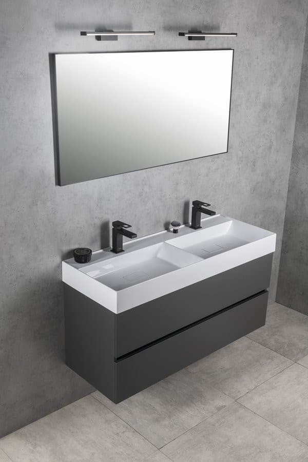 GODIVA podwójna umywalka kompozytowa 119x44cm, biały