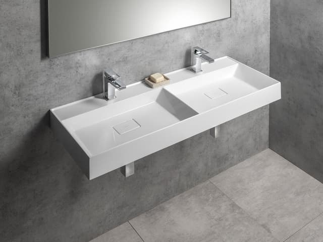 GODIVA podwójna umywalka kompozytowa 119x44cm, biały