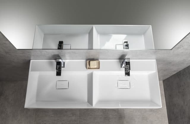 GODIVA podwójna umywalka kompozytowa 119x44cm, biały