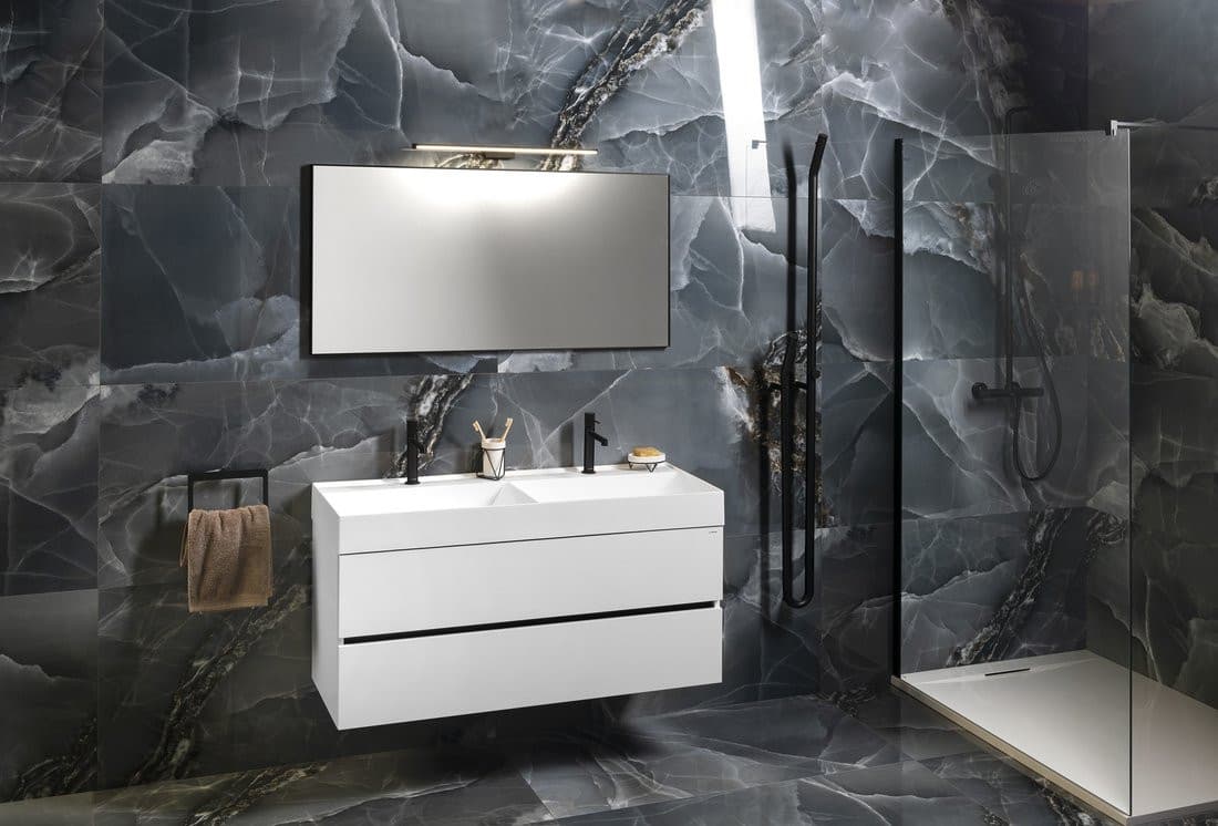 GODIVA podwójna umywalka kompozytowa 119x44cm, biały