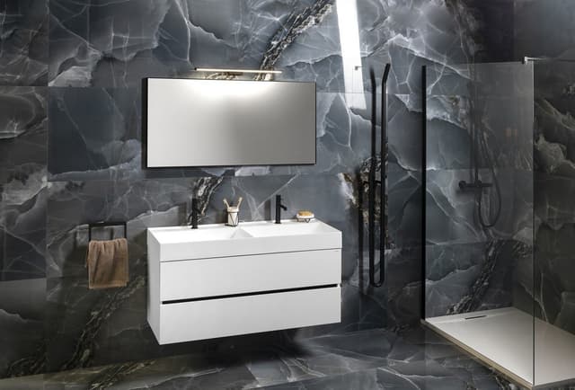 GODIVA podwójna umywalka kompozytowa 119x44cm, biały