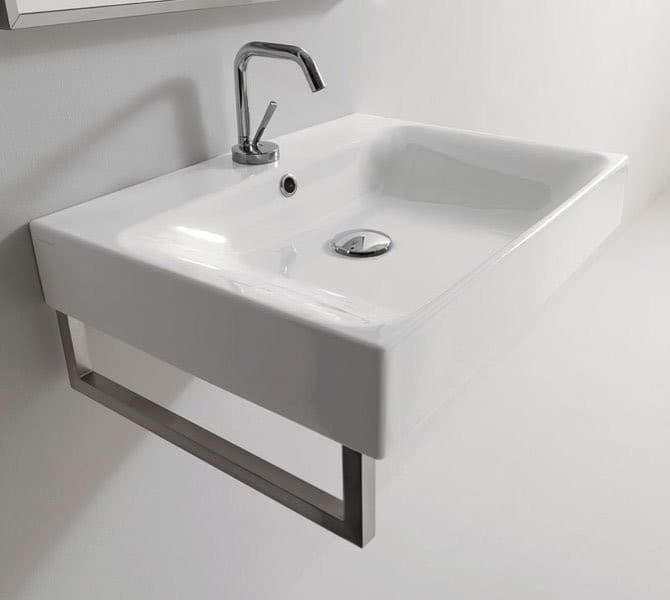 CENTO umywalka ceramiczna 60x45 cm, biały prostokątny