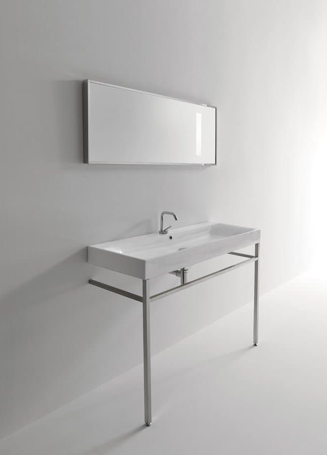 CENTO umywalka ceramiczna prostokątna 120x45 cm, biały