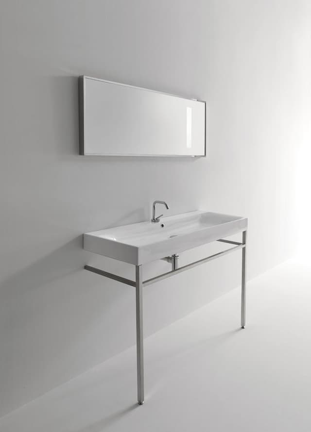 CENTO umywalka ceramiczna prostokątna 120x45 cm, biały
