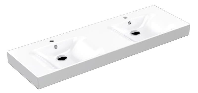 CENTO ceramiczna umywalka podwójna 140x45cm, biała