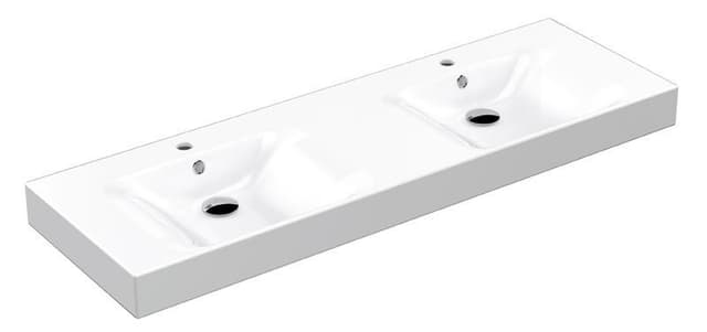 CENTO ceramiczna umywalka podwójna 140x45cm, biała
