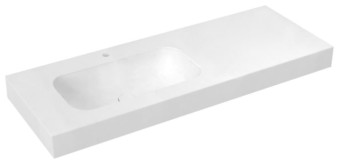 EMICO lewa umywalka 130x50 cm, Rockstone biały mat
