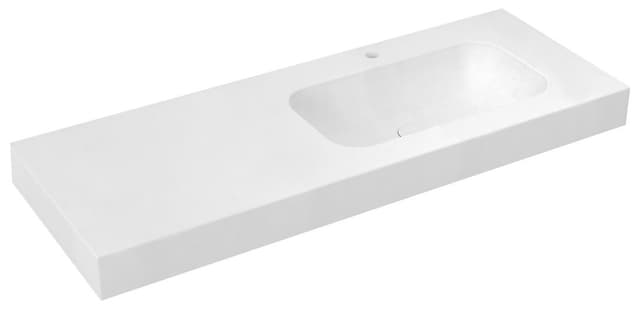 EMICO umywalka prostokątna, prawa, 180x50 cm, Rockstone biały mat