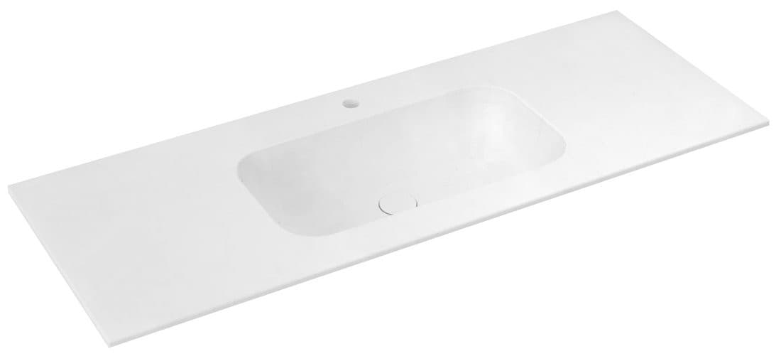ARUBA umywalka podwójna, 130x51,5 cm, Solid Surface biały mat