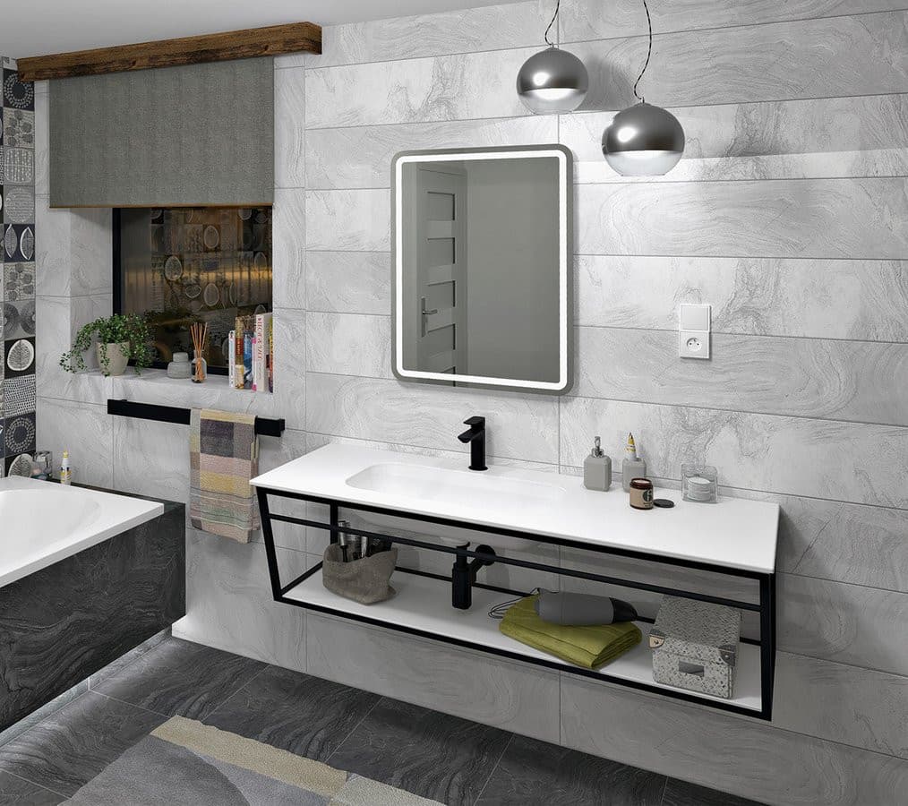 Umywalka ARUBA lewa, prostokątna 150x51,5 cm, Solid Surface biały mat