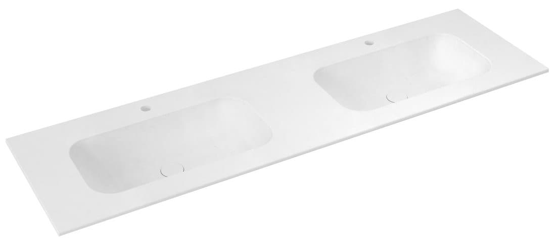 ARUBA umywalka podwójna, 200x51,5 cm, Solid Surface biały mat