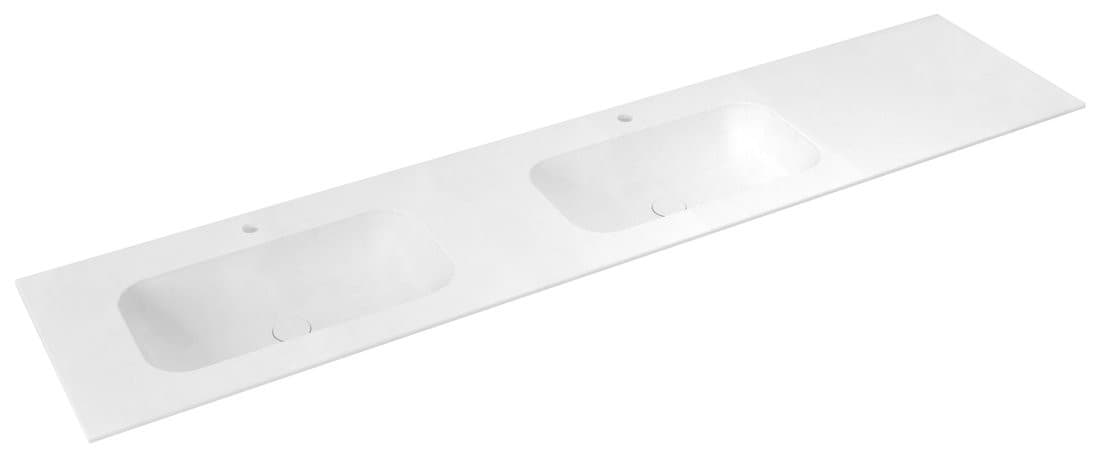 ARUBA podwójna umywalka lewa 220x51,5 cm z Rockstone w białym macie