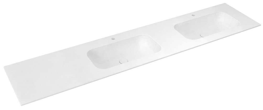 ARUBA podwójna umywalka prawa, 240x51,5 cm, Rockstone biały mat