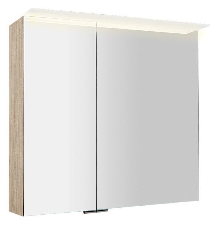 LINEX szafka z lustrem, oświetlenie LED, 80x70x15 cm, Wiąz Bardini