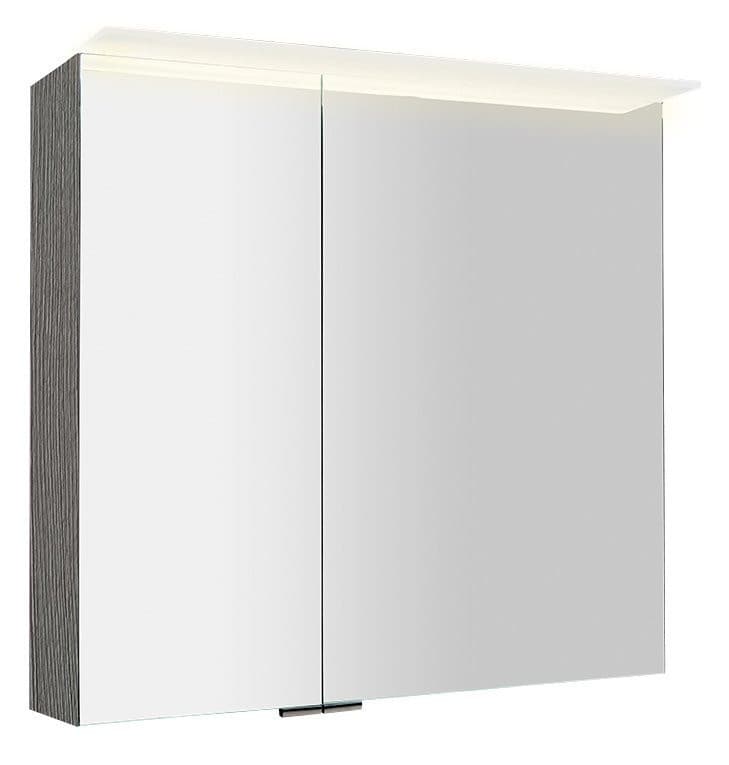 LINEX szafka z lustrem z oświetleniem LED, 80x70x15 cm, dąb srebrny