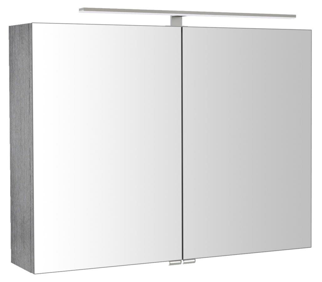 RIWA szafka z lustrem z oświetleniem LED, 81x70x17cm, dąb srebrny