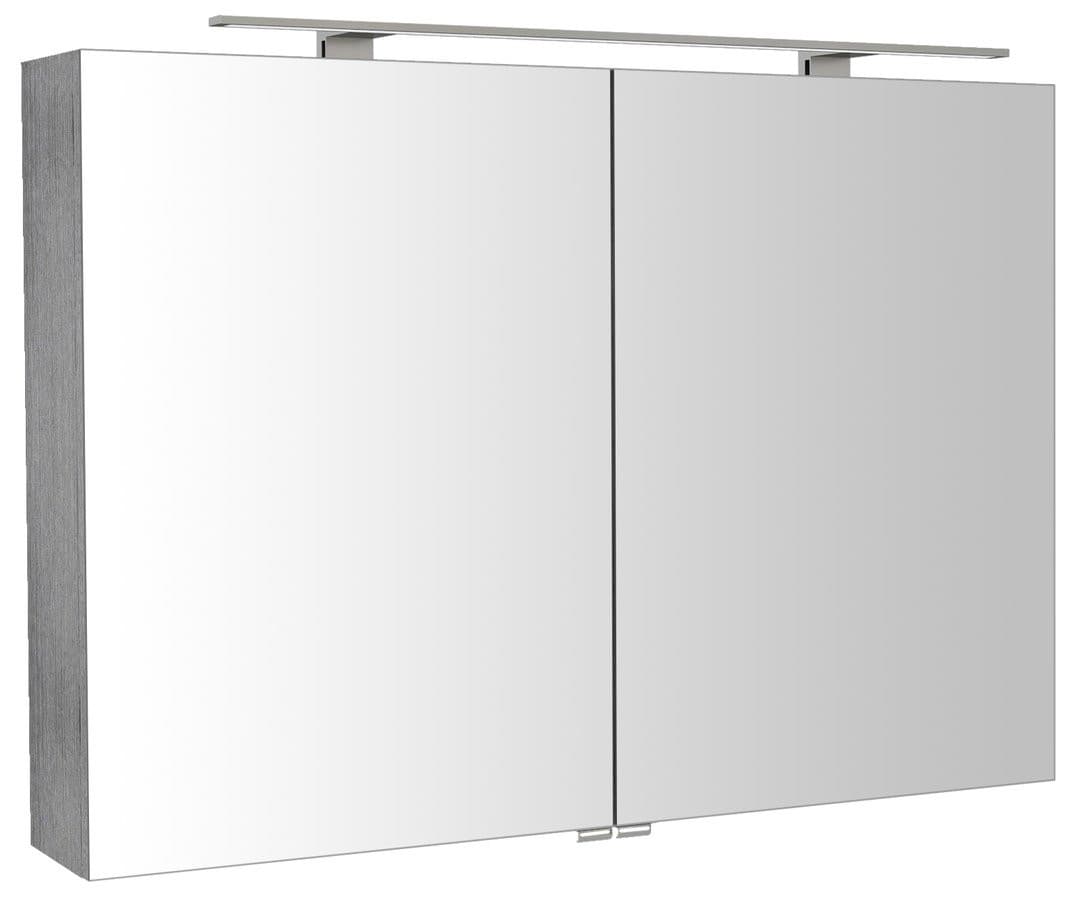 RIWA szafka z lustrem z oświetleniem LED, 101x70x17 cm, dąb srebrny