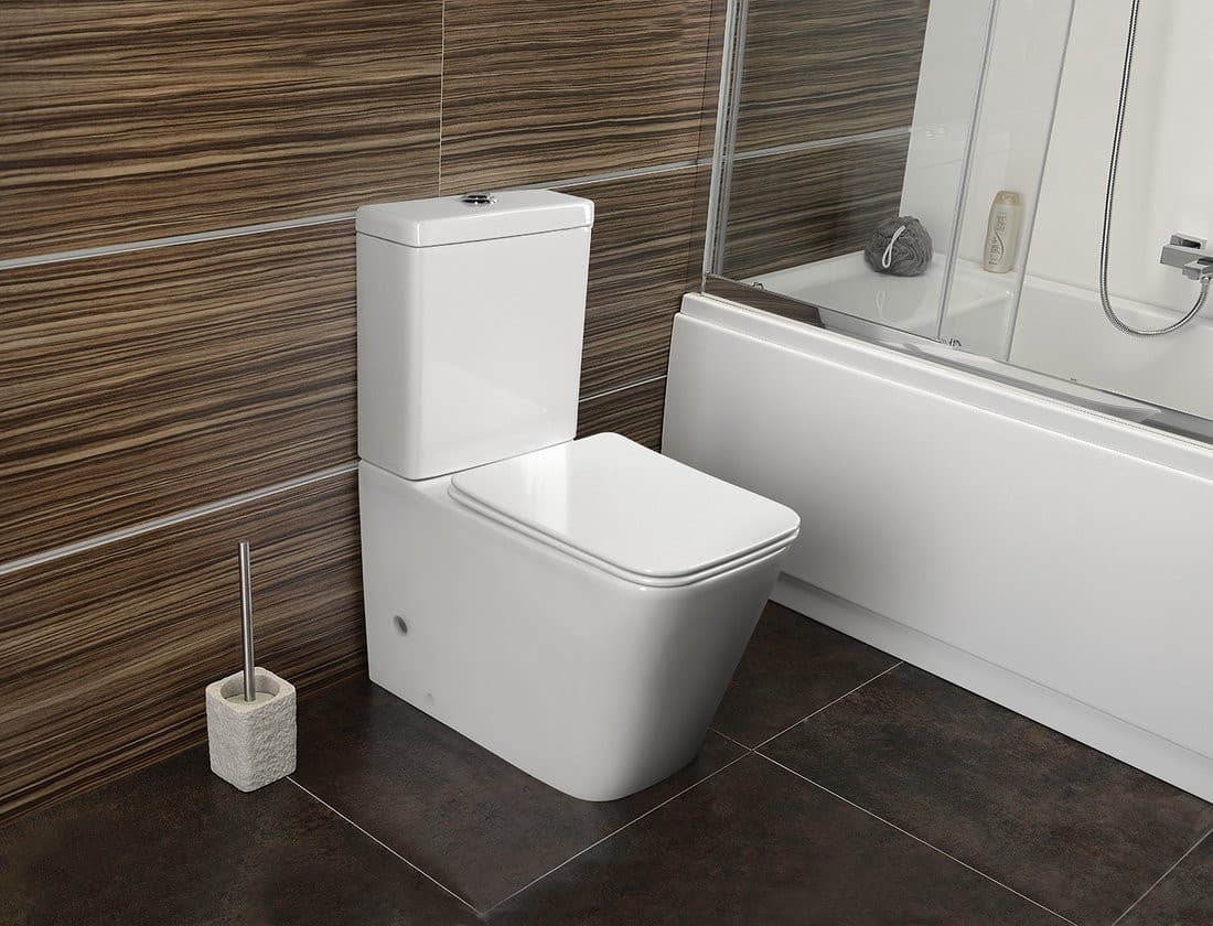 PORTO RIMLESS kompakt WC biały kanciasty odpływ poziomy/pionowy