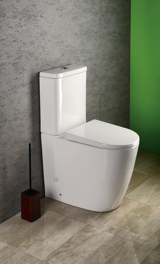 TURKU RIMLESS kompakt WC wysoki, odpływ pionowy/poziomy, ceramika biała