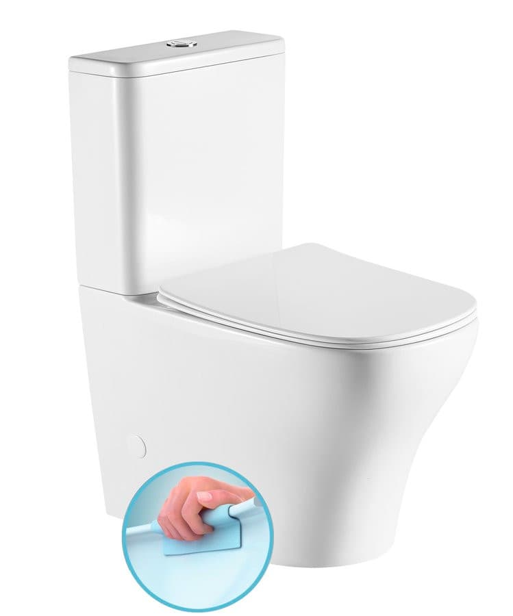 BELLO RIMLESS kompakt WC, odpływ poziomy/pionowy biały