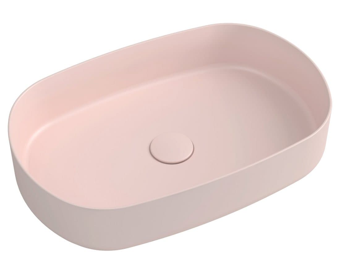 INFINITY OVAL umywalka ceramiczna nablatowa 55x36 cm, Salmon