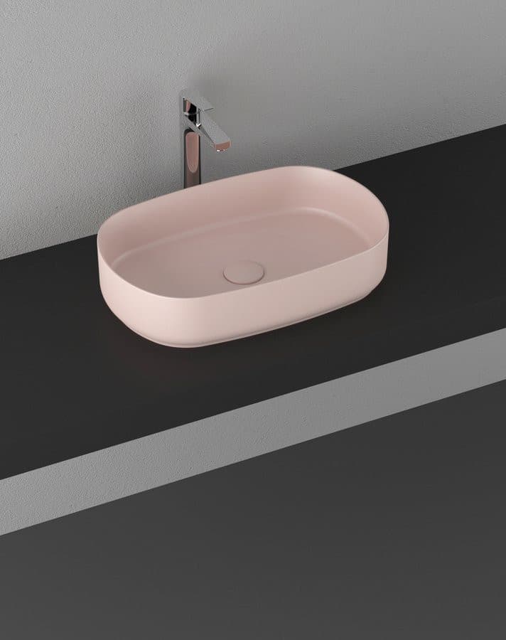 INFINITY OVAL umywalka ceramiczna nablatowa 55x36 cm, Salmon