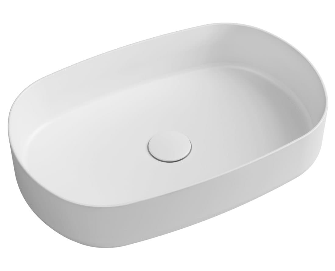 INFINITY OVAL umywalka ceramiczna nablatowa 55x36cm, biały mat