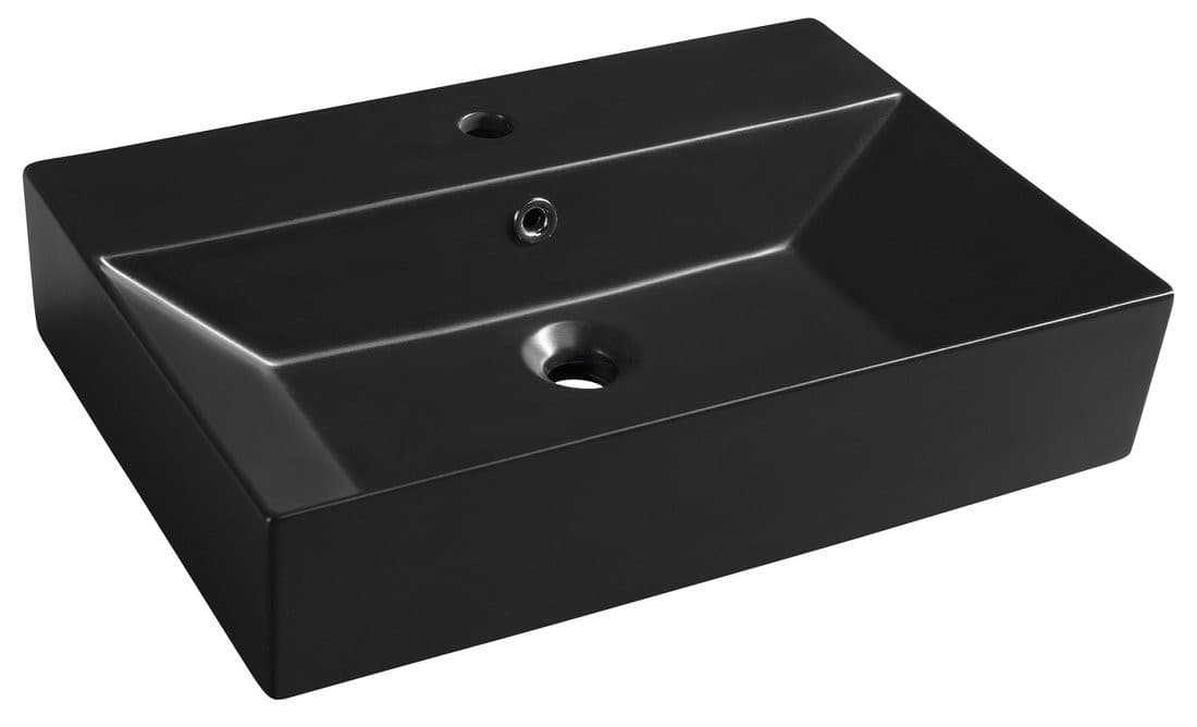 SISTEMA umywalka ceramiczna prostokątna 60x42 cm czarny mat