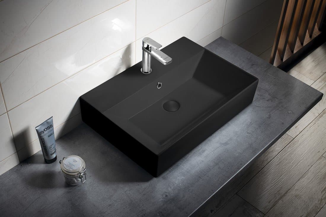 SISTEMA umywalka ceramiczna prostokątna 60x42 cm czarny mat