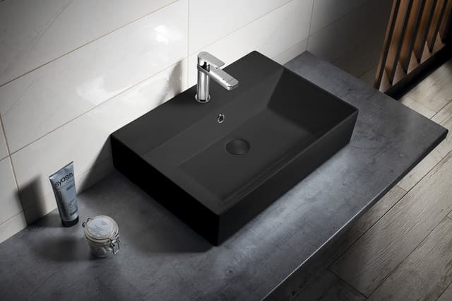 SISTEMA umywalka ceramiczna prostokątna 60x42 cm czarny mat