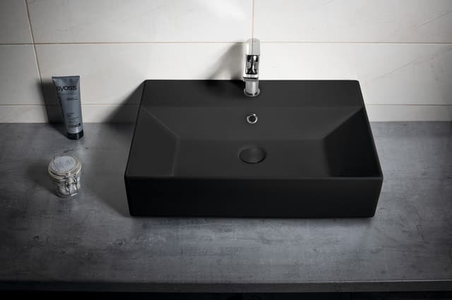 SISTEMA umywalka ceramiczna prostokątna 60x42 cm czarny mat