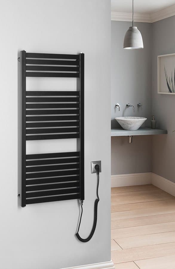 TONDI-E elektryczny grzejnik 450x970 mm, 300 W, matowy czarny