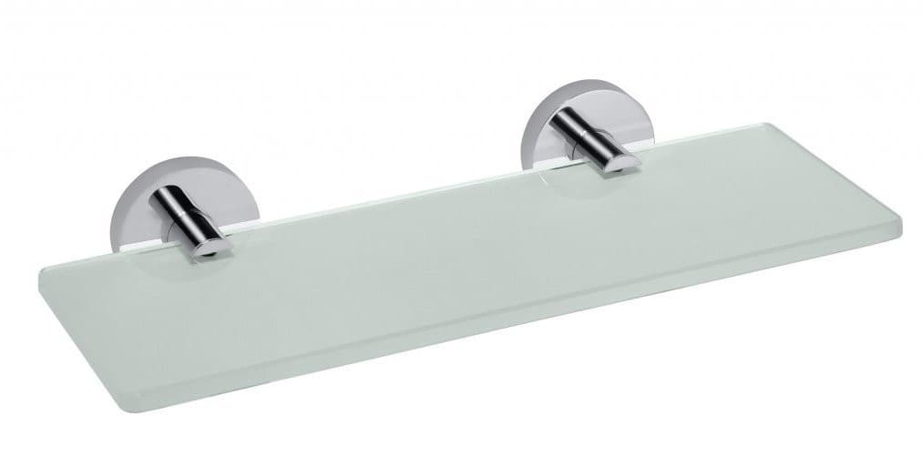 X-ROUND E półka szklana 300x130mm, mleczna, chromowana