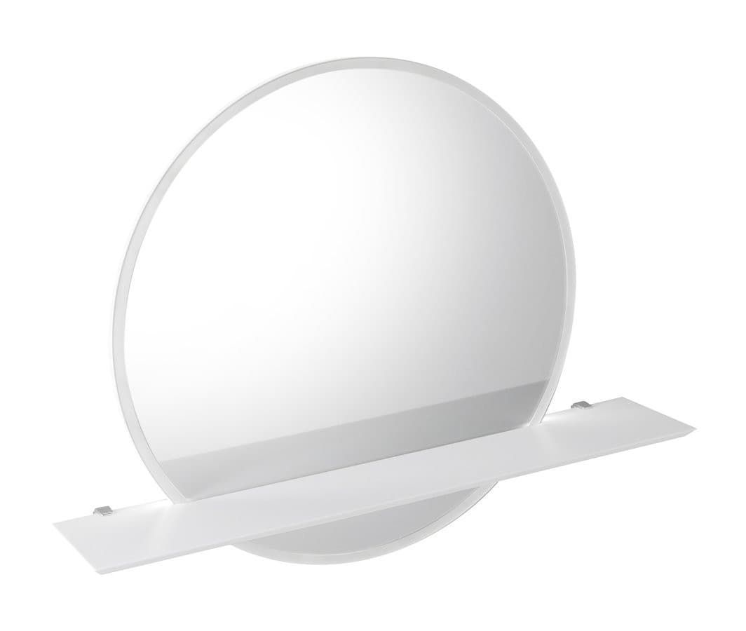 VISO lustro okrągłe z oświetleniem LED 70 cm, półka, matowe białe