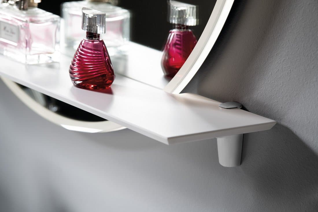 VISO lustro okrągłe z oświetleniem LED, ø 80cm, półka, biały mat