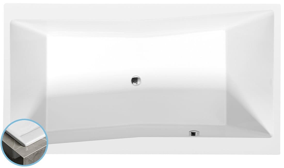QUEST SLIM wanna prostokątna 180x100x49cm, akryl biała