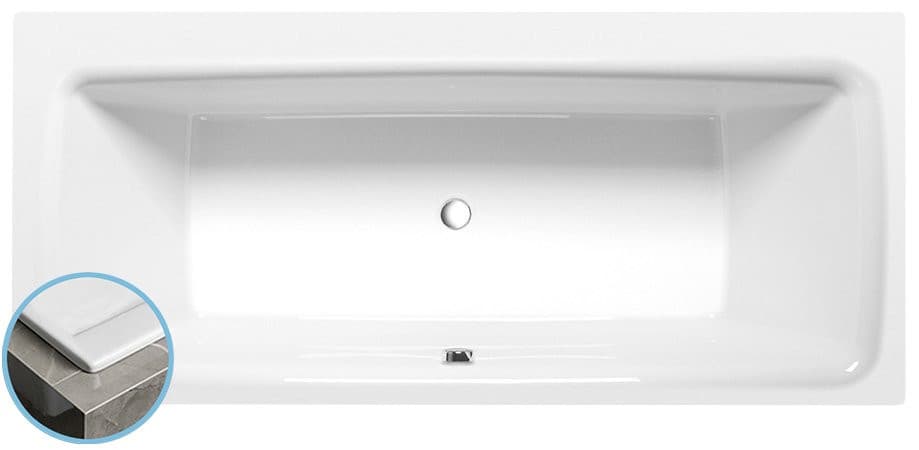 KVADRA SLIM wanna prostokątna 180x80x47cm, akryl biała