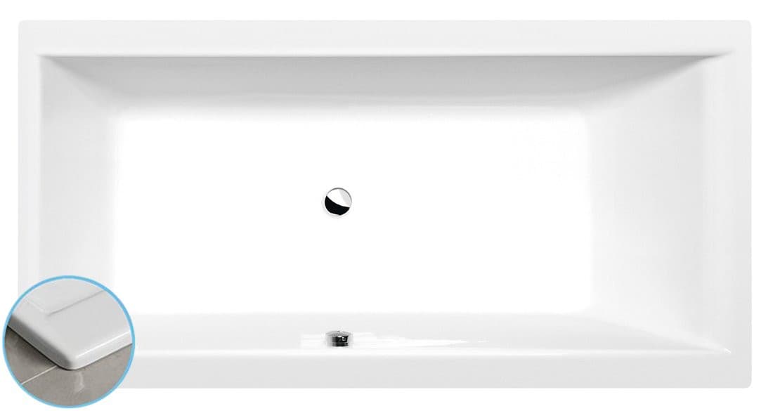 CLEO SLIM wanna prostokątna 180x90x48cm, akrylowa biała