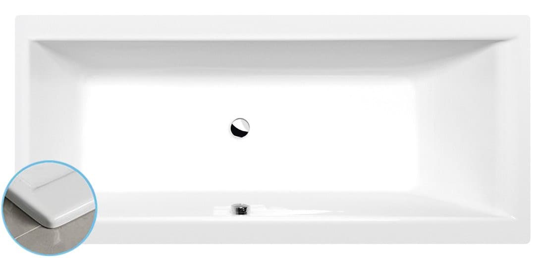CLEO SLIM wanna prostokątna, 180x80x48 cm, akryl, biała