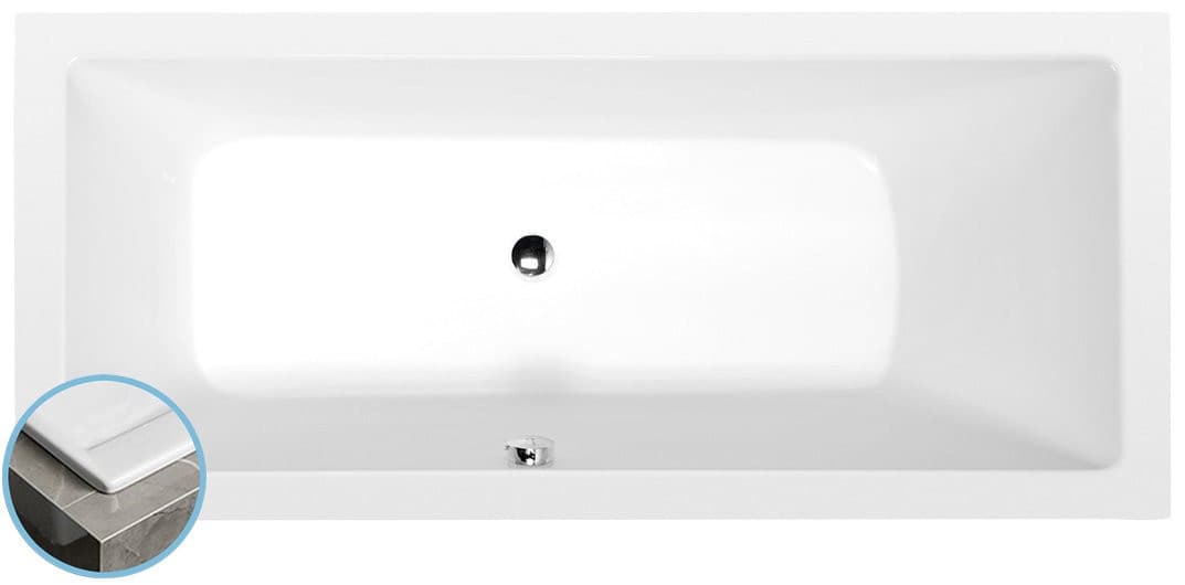 MIMOA SLIM prostokątna wanna akrylowa 170x75x39cm, biała