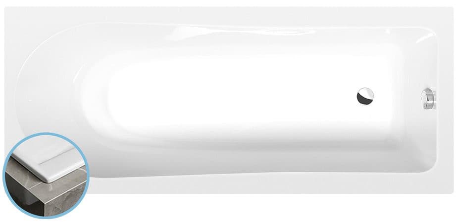 LISA SLIM wanna prostokątna 160x70x47 cm, akrylowa biała