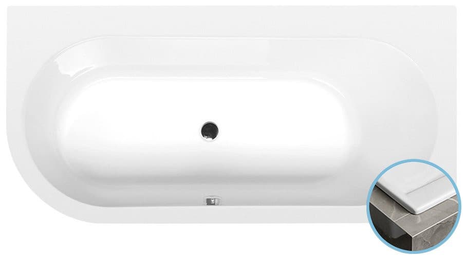 ASTRA R SLIM wanna asymetryczna 165x80x48 cm, akryl biały