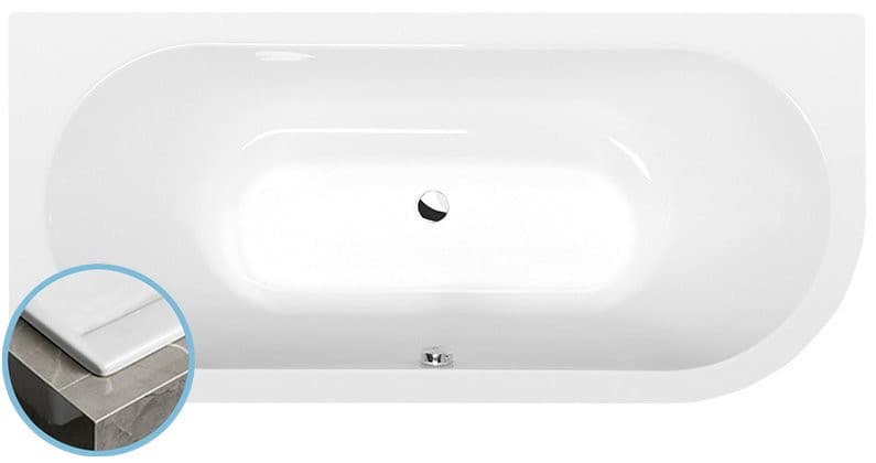 VIVA L SLIM wanna asymetryczna 185x80x47 cm, biała