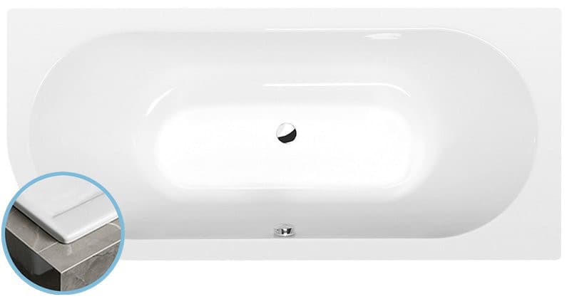 VIVA R SLIM wanna asymetryczna 185x80x47cm, akryl biała