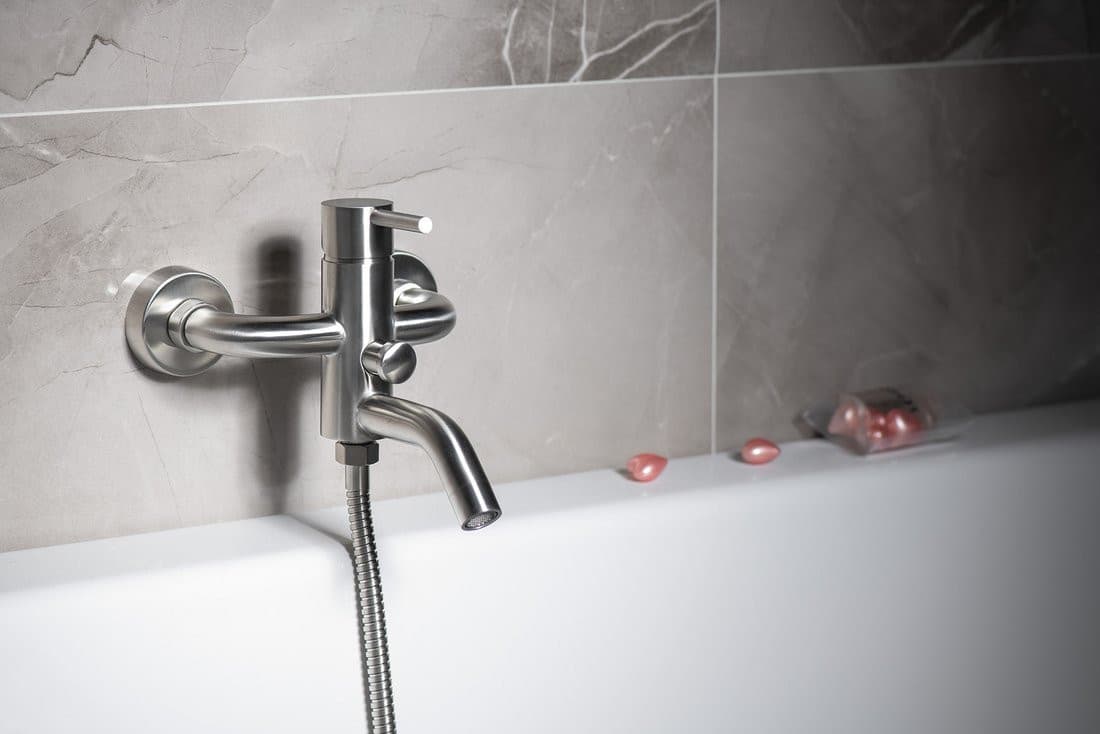 MINIMAL bateria wannowa ścienna, stal nierdzewna matowa