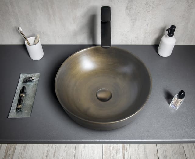 PRIORI umywalka ceramiczna nablatowa Ø 41,5 cm, brąz