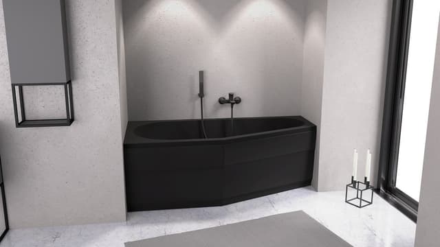 TIGRA L wanna asymetryczna 170x80x46cm, lewa, czarny mat