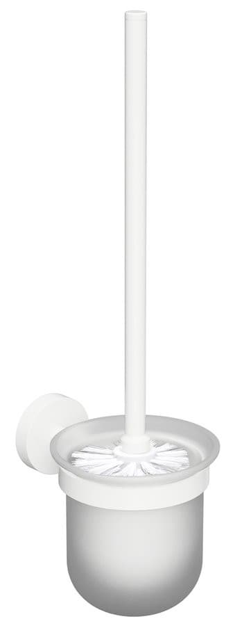X-ROUND WHITE wisząca szczotka do WC, szkło mleczne, biały mat
